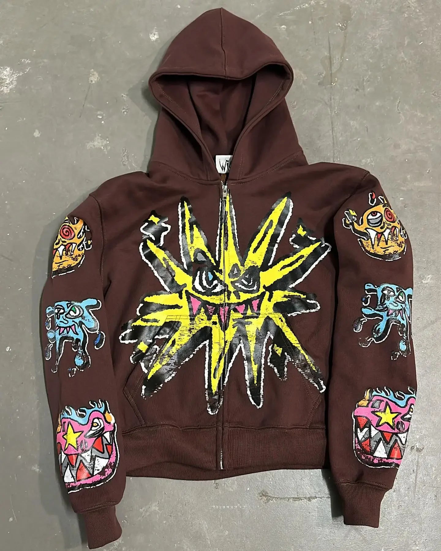 Y2K pattern printed oversized hoodie men's