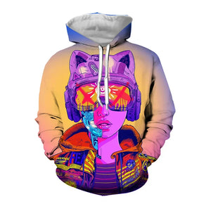 Cyberpunk 3D Print Hoodies Men Women Fashion Casual Sweatshirts Oversized Hoodie Pullovers Tracksuit Clothing