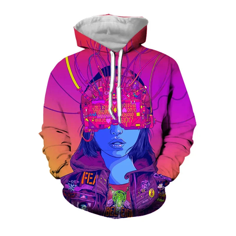 Cyberpunk 3D Print Hoodies Men Women Fashion Casual Sweatshirts Oversized Hoodie Pullovers Tracksuit Clothing