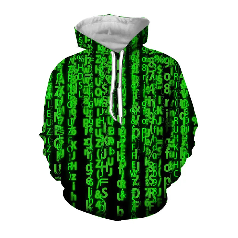 Hacker Code 3D Print Hoodie – Cyberpunk Techwear