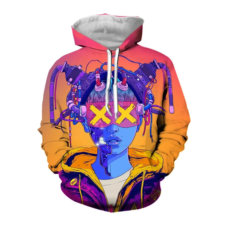 Cyberpunk 3D Print Hoodies Men Women Fashion Casual Sweatshirts Oversized Hoodie Pullovers Tracksuit Clothing