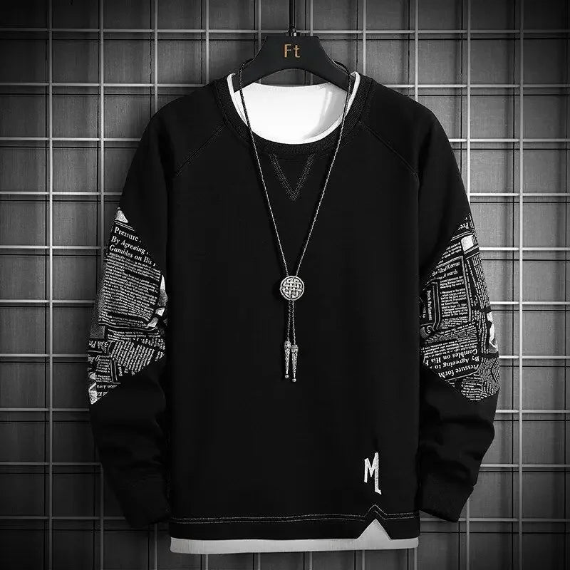 Black Graphic Hooded Splicing  Hoodies