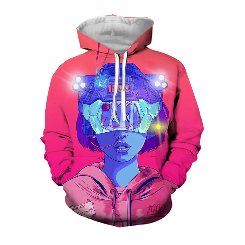 Cyberpunk 3D Print Hoodies Men Women Fashion Casual Sweatshirts Oversized Hoodie Pullovers Tracksuit Clothing