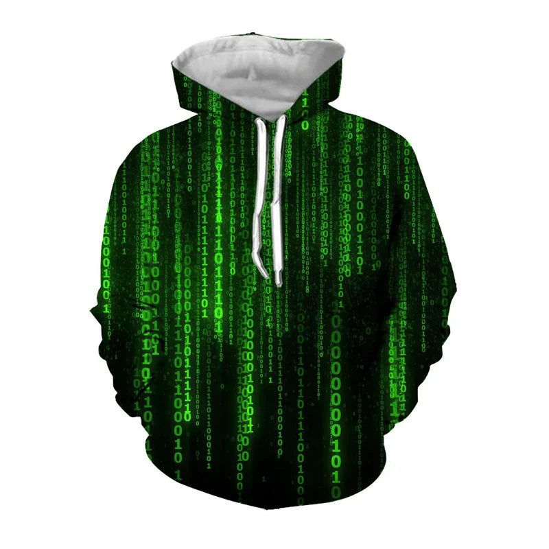 Hacker Code 3D Print Hoodie – Cyberpunk Techwear