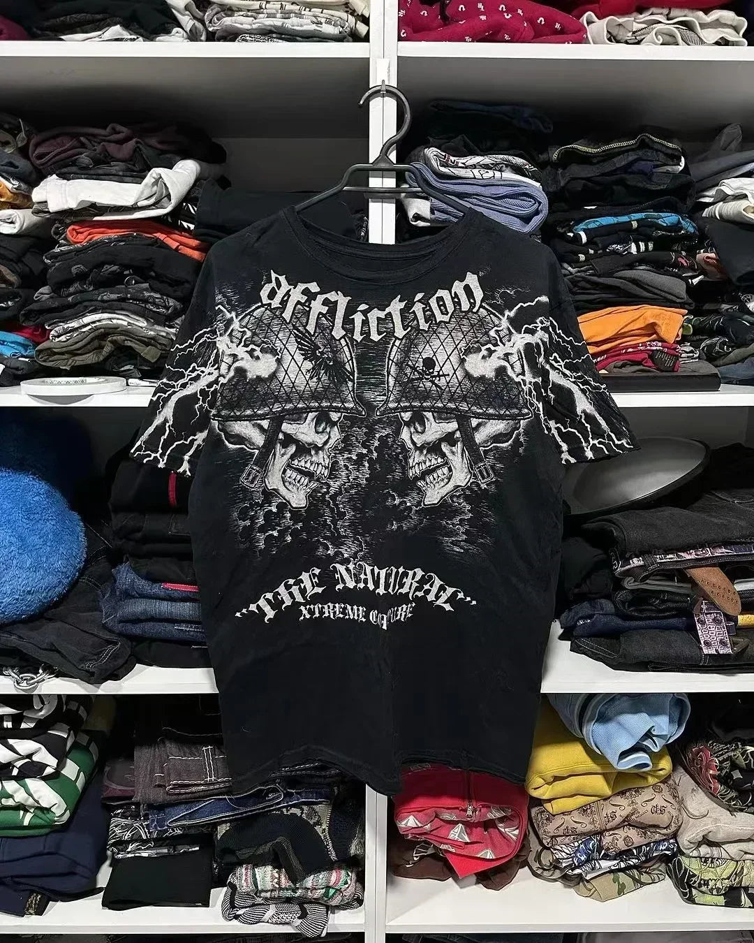 Y2K Affliction Retro T-shirt Women Style Streetwear Tee Gothic Skull Cross Print Trendy Graphic T-shirts