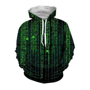 Hacker Code 3D Print Hoodie – Cyberpunk Techwear