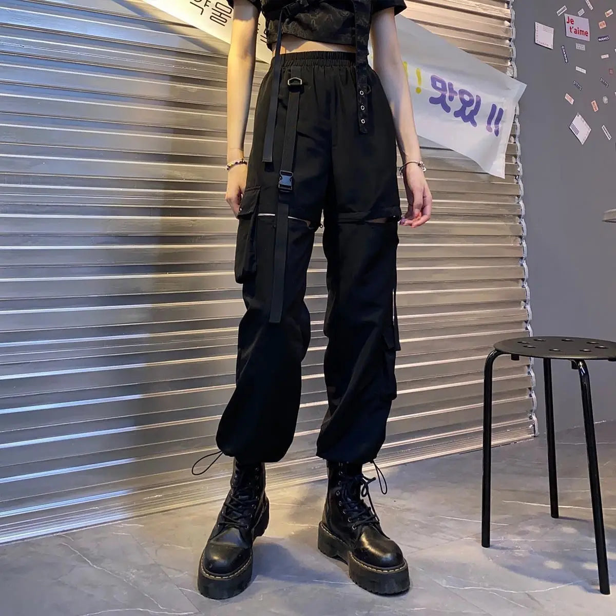 Cargo Streetwear Pants Elastic Waist Pants