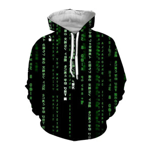 Hacker Code 3D Print Hoodie – Cyberpunk Techwear