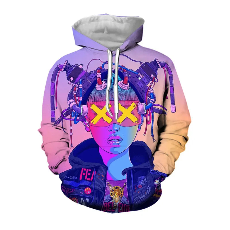 Cyberpunk 3D Print Hoodies Men Women Fashion Casual Sweatshirts Oversized Hoodie Pullovers Tracksuit Clothing