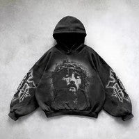 Hooded Printed Hip Hop Y2g Streetwear Sweatshirt